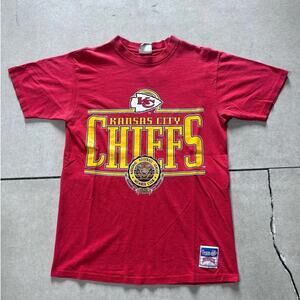 90s Vintage Kansas City Chiefs Nutmeg Crest Red T Shirt Size L
